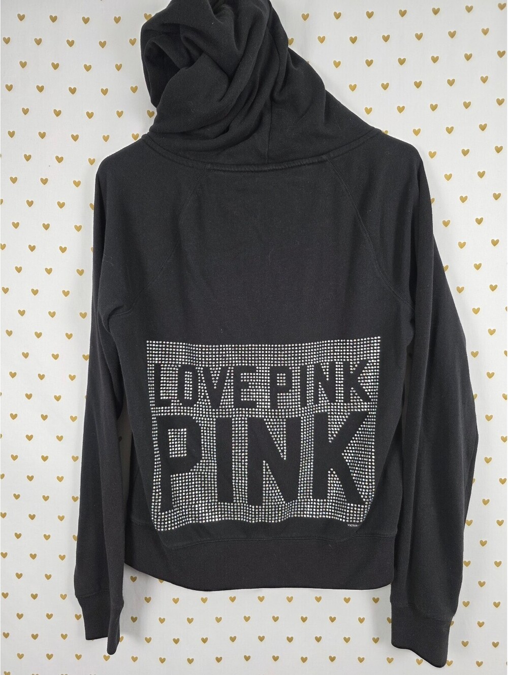 Victorias Secret Pink Bling Studded Full Zip Hoodie Jacket Logo Medium